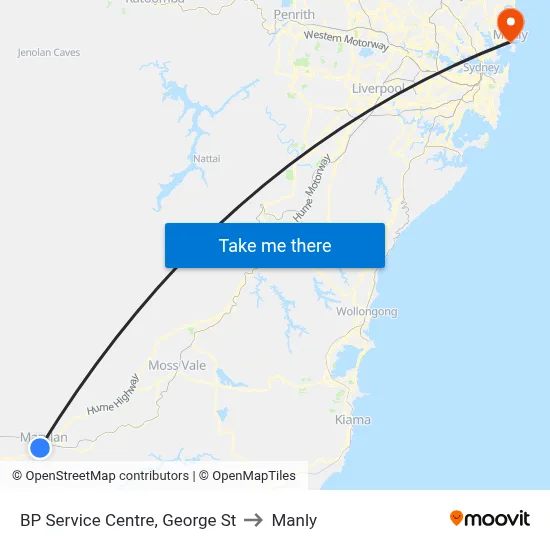 BP Service Centre, George St to Manly map
