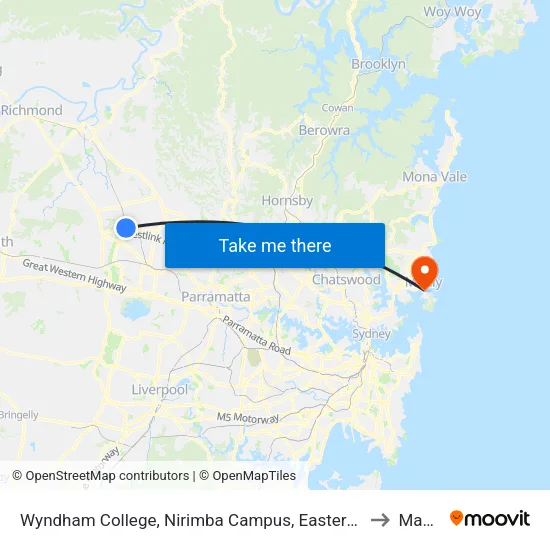 Wyndham College, Nirimba Campus, Eastern Rd to Manly map