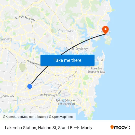 Lakemba Station, Haldon St, Stand B to Manly map