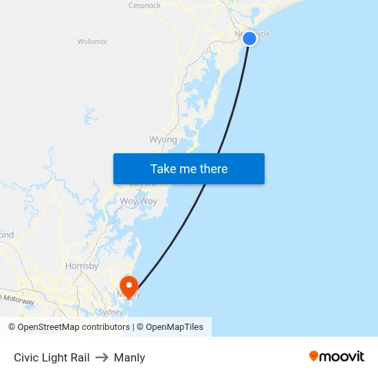 Civic Light Rail to Manly map