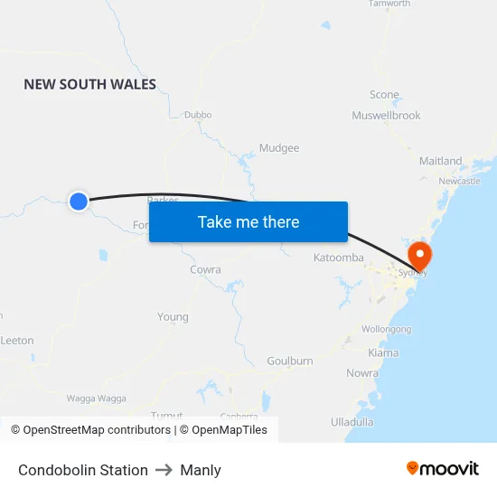 Condobolin Station to Manly map