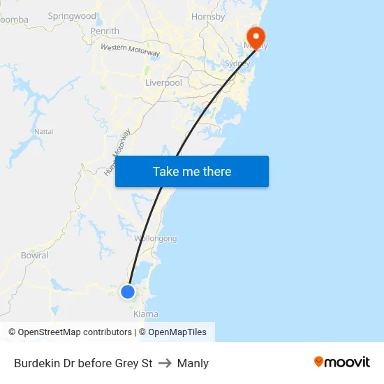 Burdekin Dr before Grey St to Manly map