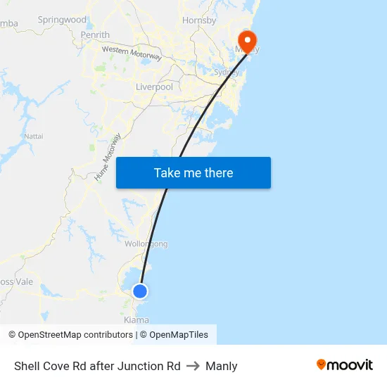 Shell Cove Rd after Junction Rd to Manly map