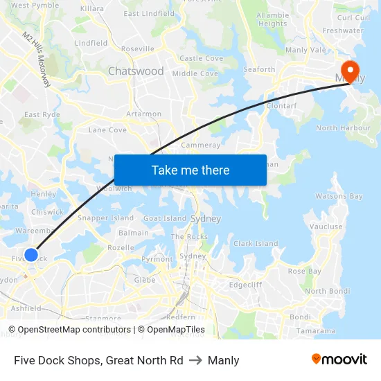 Five Dock Shops, Great North Rd to Manly map