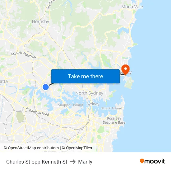 Charles St opp Kenneth St to Manly map