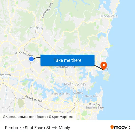 Pembroke St at Essex St to Manly map