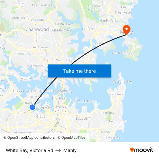 White Bay, Victoria Rd to Manly map