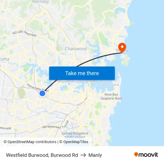 Westfield Burwood, Burwood Rd to Manly map