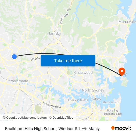 Baulkham Hills High School, Windsor Rd to Manly map