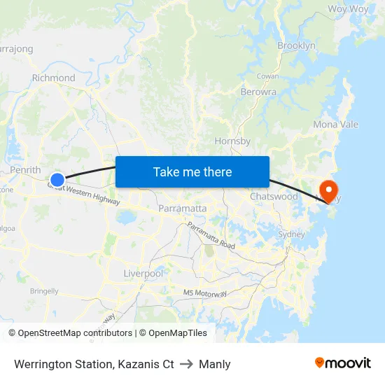 Werrington Station, Kazanis Ct to Manly map