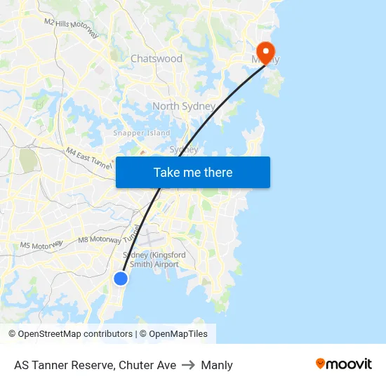 AS Tanner Reserve, Chuter Ave to Manly map