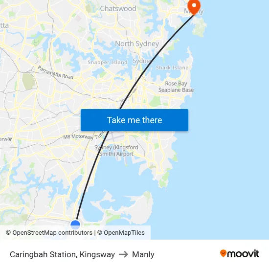 Caringbah Station, Kingsway to Manly map