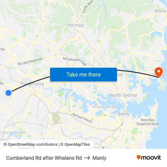 Cumberland Rd after Whalans Rd to Manly map