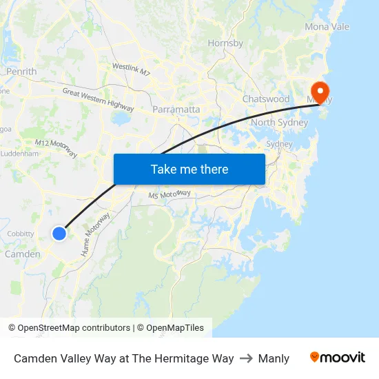 Camden Valley Way at The Hermitage Way to Manly map