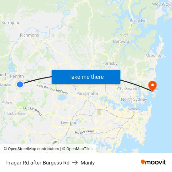 Fragar Rd after Burgess Rd to Manly map