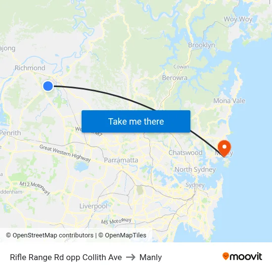 Rifle Range Rd opp Collith Ave to Manly map