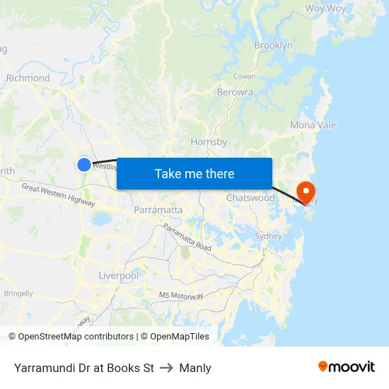 Yarramundi Dr at Books St to Manly map