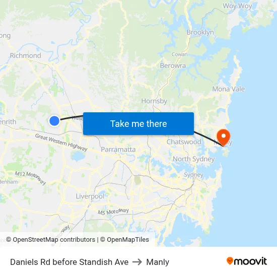 Daniels Rd before Standish Ave to Manly map