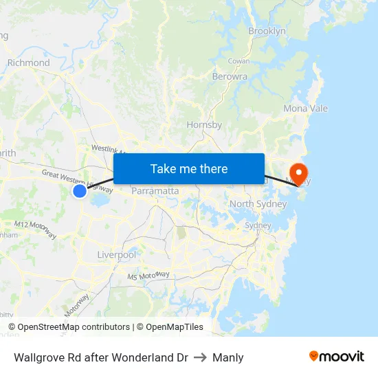 Wallgrove Rd after Wonderland Dr to Manly map