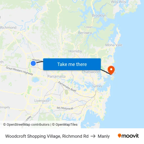 Woodcroft Shopping Village, Richmond Rd to Manly map
