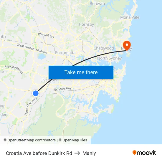 Croatia Ave before Dunkirk Rd to Manly map