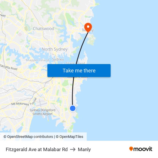 Fitzgerald Ave at Malabar Rd to Manly map