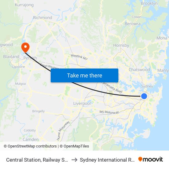 Central Station, Railway Square, Stand M to Sydney International Regatta Centre map