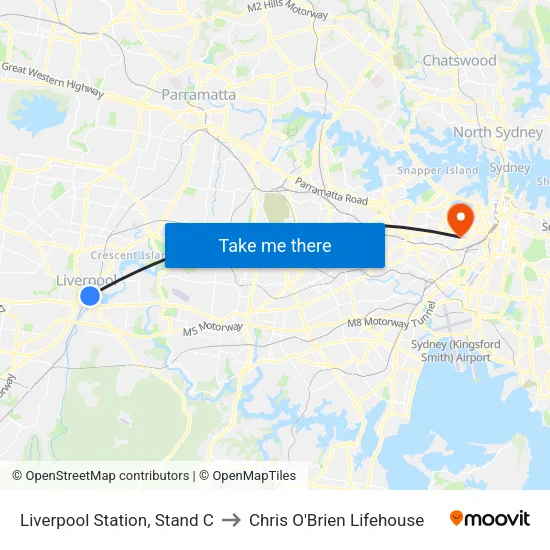 Liverpool Station, Stand C to Chris O'Brien Lifehouse map