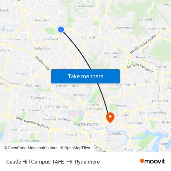 Castle Hill Campus TAFE to Rydalmere map
