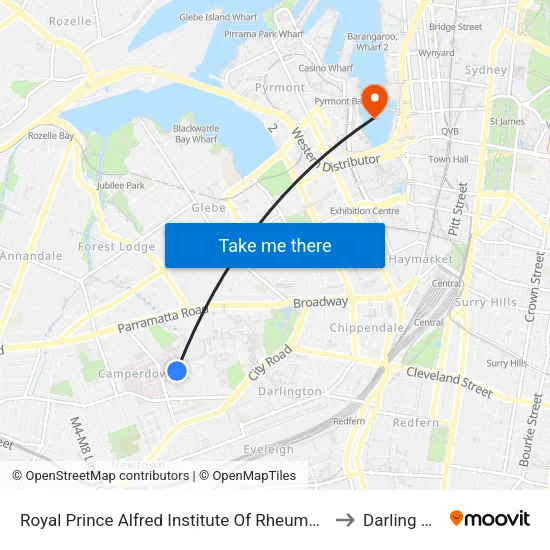 Royal Prince Alfred Institute Of Rheumatology & Orthopaedics to Darling Harbour map