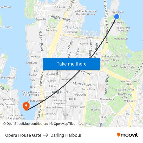 Opera House Gate to Darling Harbour map