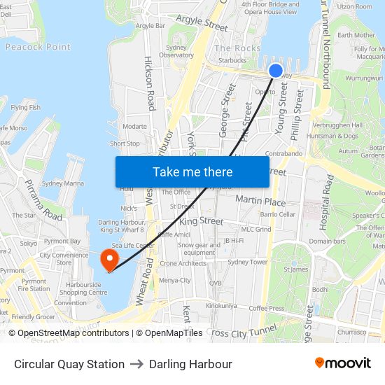 Circular Quay Station to Darling Harbour map