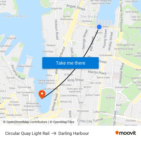 Circular Quay Light Rail to Darling Harbour map