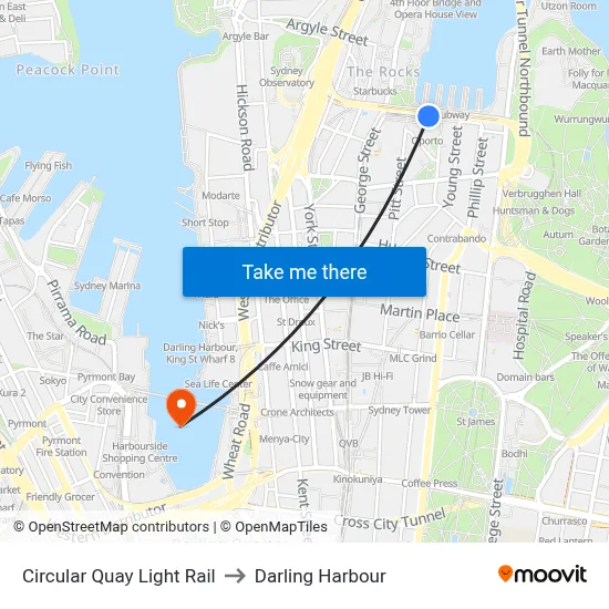 Circular Quay Light Rail to Darling Harbour map