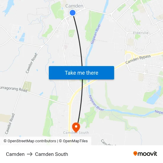 Camden to Camden South map