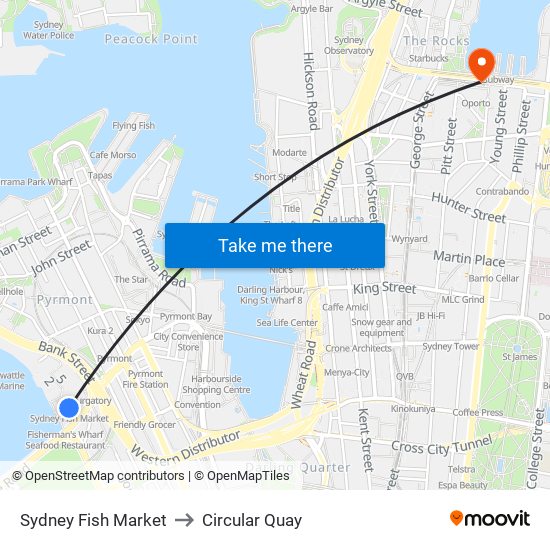 Sydney Fish Market to Circular Quay map