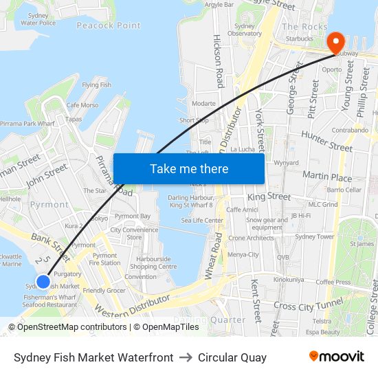 Sydney Fish Market Waterfront to Circular Quay map