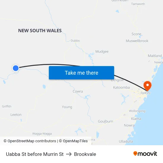 Uabba St before Murrin St to Brookvale map