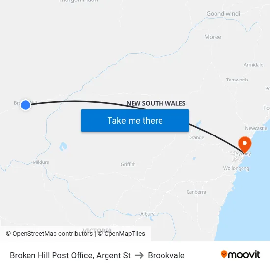 Broken Hill Post Office, Argent St to Brookvale map