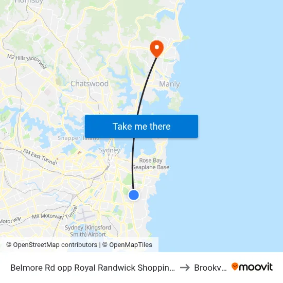 Belmore Rd opp Royal Randwick Shopping Centre to Brookvale map