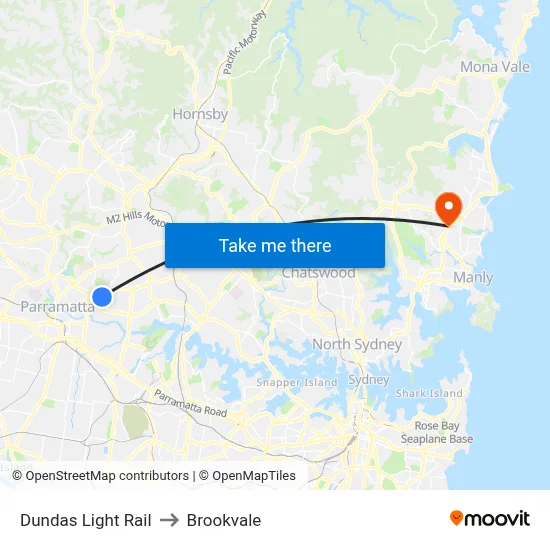 Dundas Light Rail to Brookvale map