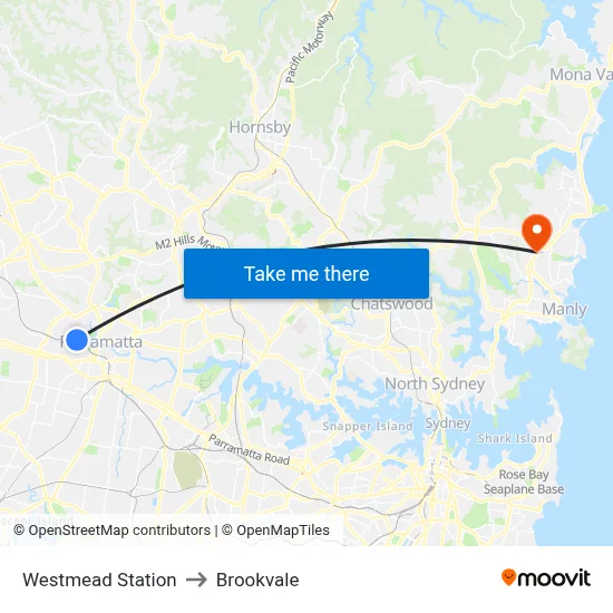 Westmead Station to Brookvale map