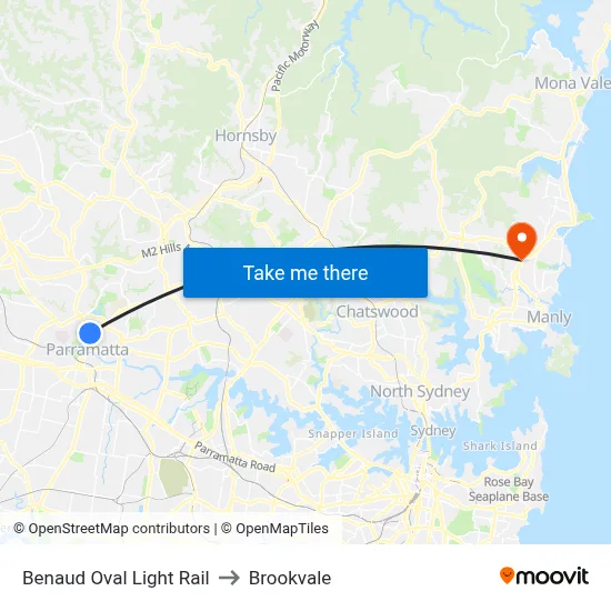 Benaud Oval Light Rail to Brookvale map