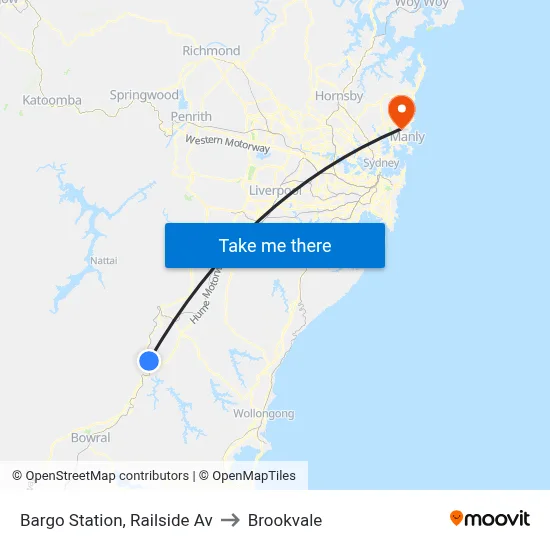 Bargo Station, Railside Av to Brookvale map
