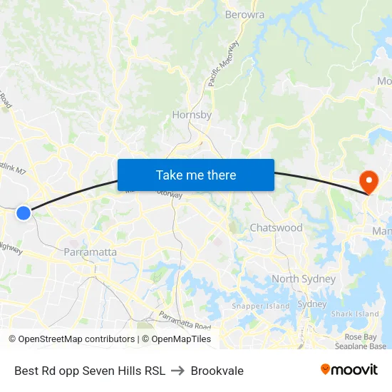Best Rd opp Seven Hills RSL to Brookvale map