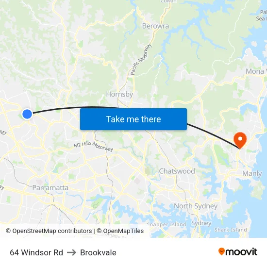 64 Windsor Rd to Brookvale map