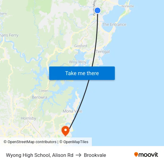 Wyong High School, Alison Rd to Brookvale map