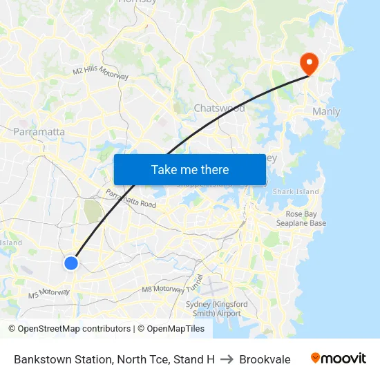 Bankstown Station, North Tce, Stand H to Brookvale map
