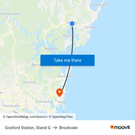 Gosford Station, Stand G to Brookvale map