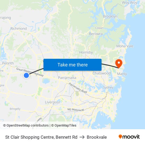 St Clair Shopping Centre, Bennett Rd to Brookvale map